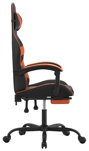 Herní židle s podnožkou černá a oranžová umělá kůže 3143860