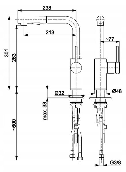 KFA Armatura DUERO BASIC INOX kuchyňská baterie s vytahovací sprškou
