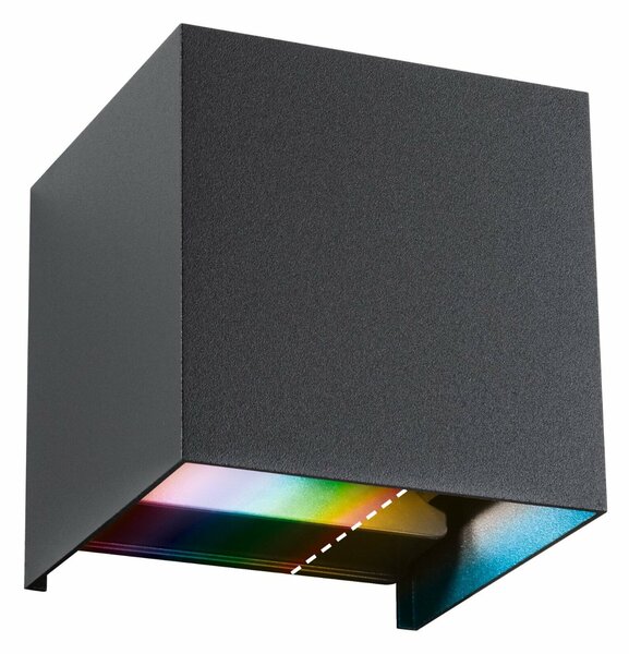 PAULMANN domovní LED venkovní nástěnné svítidlo Smart Home Zigbee Cybo IP44 hranaté 100x100mm RGBW 2x2,5W 230V antracit hliník 948.47
