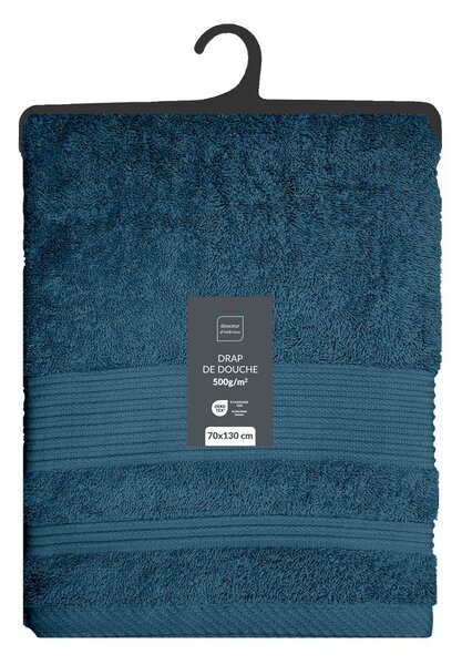 Tmavě modrá froté bavlněná osuška 70x130 cm Tendresse – douceur d'intérieur