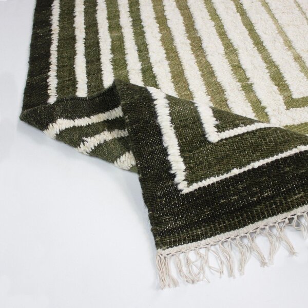 Zelený ručně tkaný koberec s příměsí vlny 160x230 cm Boucle Frame – Flair Rugs