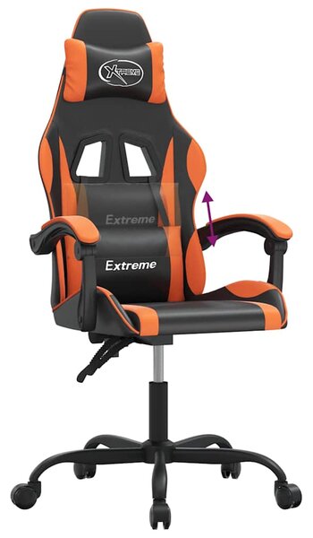 Herní židle černá a oranžová umělá kůže 3143872