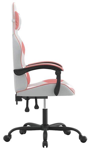 Herní židle bílá a růžová umělá kůže 3143875