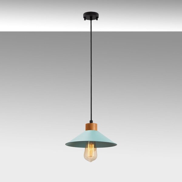 Tyrkysové/v přírodní barvě závěsné svítidlo s kovovým stínidlem ø 24 cm Manavgat – Opviq lights