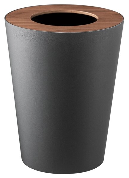 Černý kulatý kovový odpadkový koš Yamazaki Rin 10 l