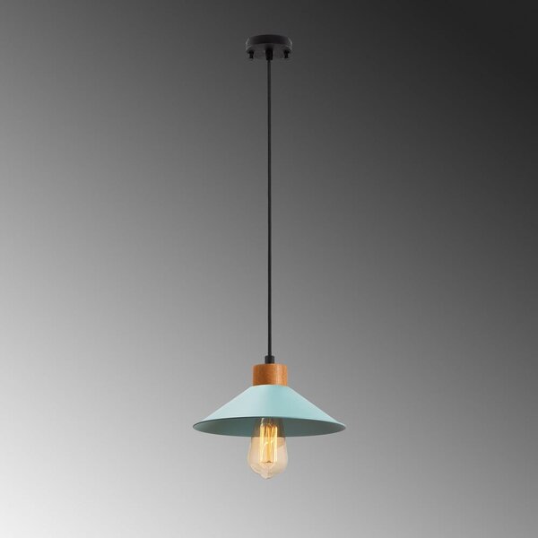 Tyrkysové/v přírodní barvě závěsné svítidlo s kovovým stínidlem ø 24 cm Manavgat – Opviq lights