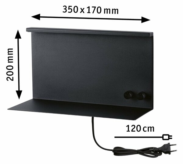 PAULMANN LED nástěnné svítidlo Jarina USB C 3000K / 230V 4,5 / 1x1,6W stmívatelné černá mat 967.73