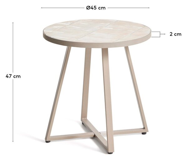 Kulatý zahradní stolek s keramickou deskou ø 45 cm Tella – Kave Home