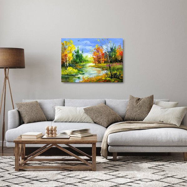 Skleněný obraz - Malba krajiny (70x50 cm)