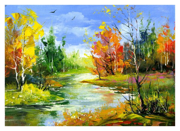 Skleněný obraz - Malba krajiny (70x50 cm)