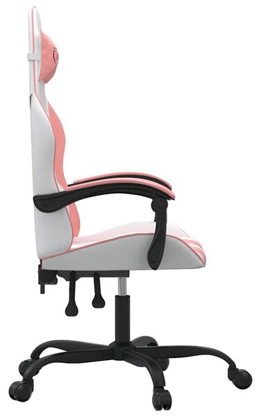 Herní židle bílá a růžová umělá kůže 3143899