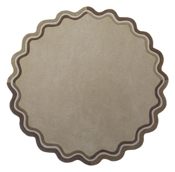 Ručně tkaný vlněný kulatý koberec v přírodní barvě ø 180 cm Leo Scallop – Flair Rugs