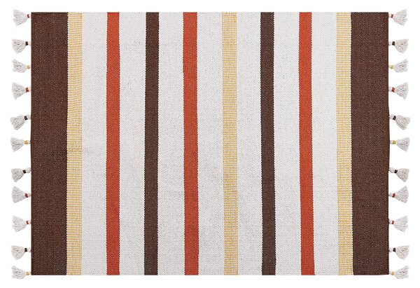 Bavlněný koberec 140 x 200 cm hnědý/ béžový HISARLI
