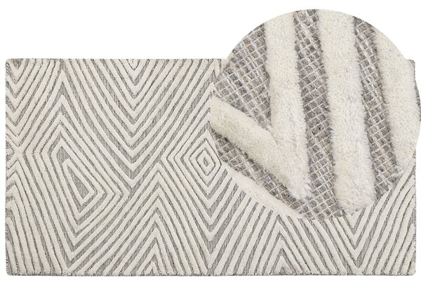 Vlněný koberec 80 x 150 cm bílý/šedý GOKSUN