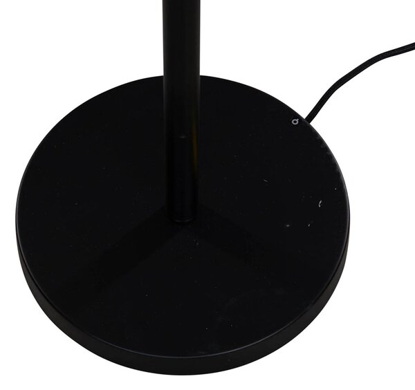 Stojací lampa černá s sametovým stínidlem s motivem listů a zlatým vnitřkem - Simplo