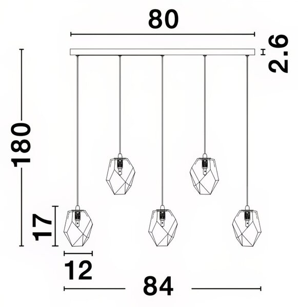 Skleněné závěsné světlo Nova Luce Ice 84 cm