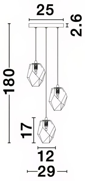 Skleněné závěsné světlo Nova Luce Ice 29 cm