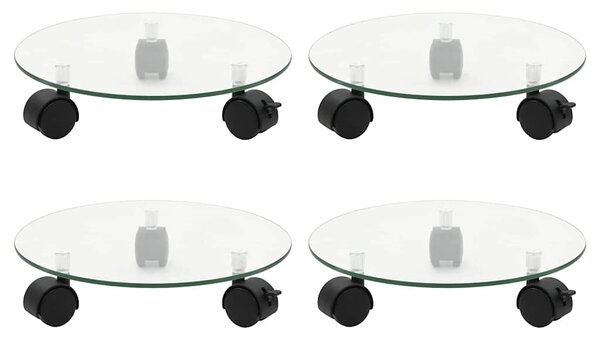 Vozíky na rostliny 4 ks 28 cm tvrzené sklo kulaté 3144028