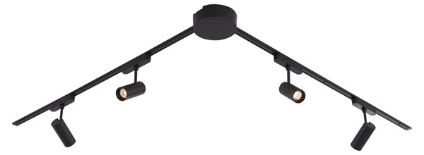 Moderní kolejnicový systém se 4 černými bodovými světly jednofázový 200 cm - Magnetic Gert