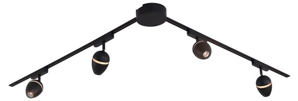 Moderní kolejnicový systém se 4 černými bodovými světly jednofázový - Magnetic Eggy