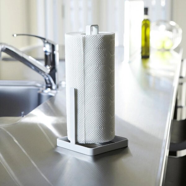 Bílý kovový držák na roli kuchyňských utěrek Yamazaki Tower 26,5 cm