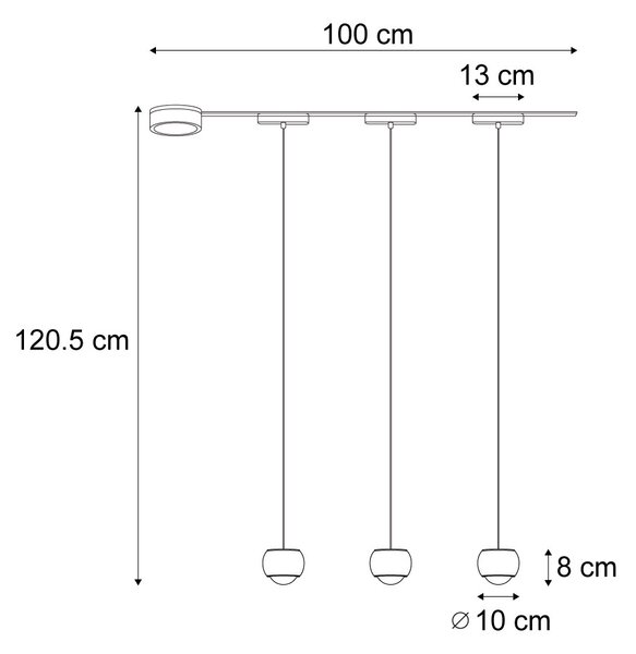 Moderní kolejnicový systém se 3 černými závěsnými světly 1-fázový - Magnetic Lance