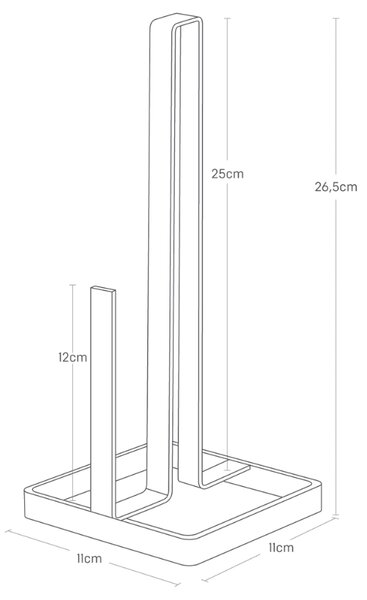 Černý kovový držák na roli kuchyňských utěrek Yamazaki Tower 26,5 cm
