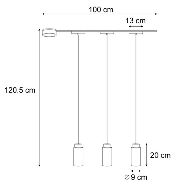 Moderní kolejnicový systém se 3 černými závěsnými světly 1-fázový - Magnetic Vance