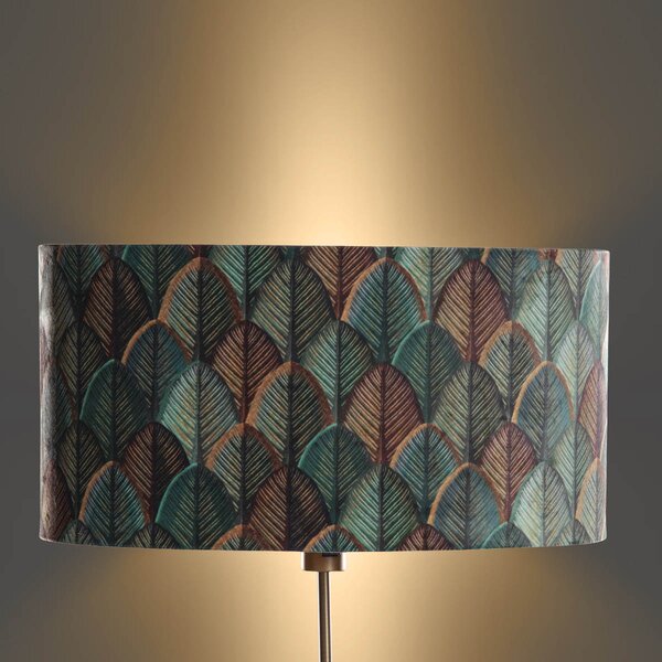 Stojací lampa bronzová s oválným sametovým stínidlem s designem listů 50 cm - Parte