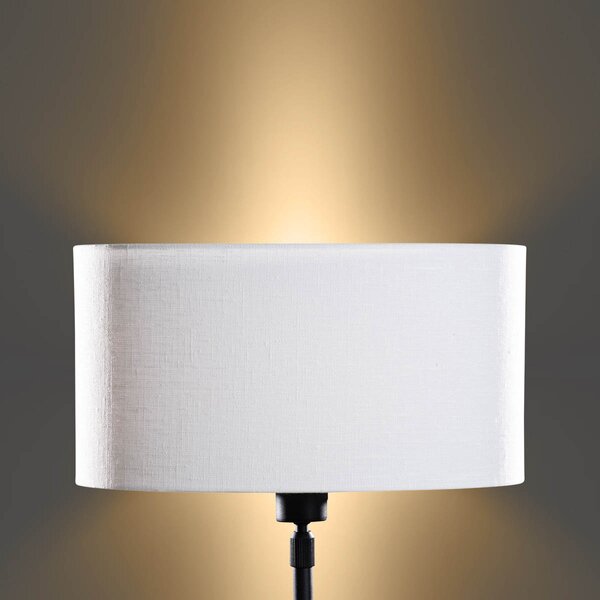 Stolní lampa černá s oválným lněným stínítkem bílým 35 cm - Parte