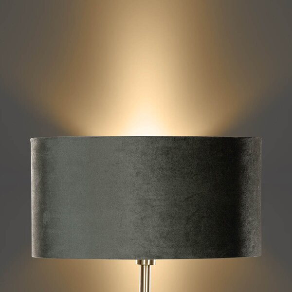 Stolní lampa mosazná s oválným sametovým stínidlem zelená 35 cm - Simplo