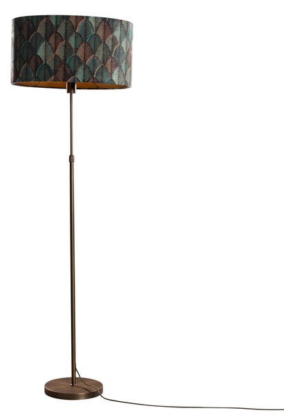 Stojací lampa bronzová s oválným sametovým stínidlem s designem listů 50 cm - Parte