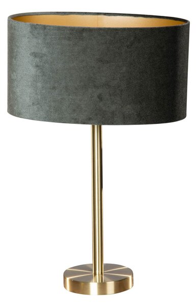 Stolní lampa mosazná s oválným sametovým stínidlem zelená 35 cm - Simplo