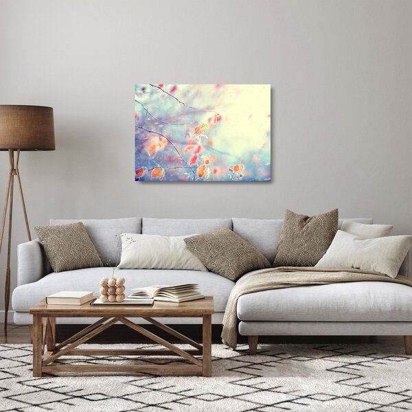 Skleněný obraz - Lístky v ledu (70x50 cm)