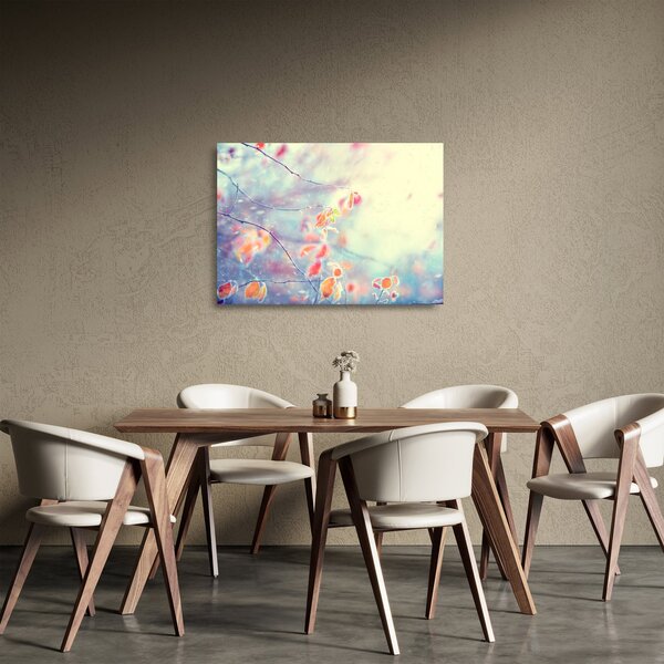 Skleněný obraz - Lístky v ledu (70x50 cm)