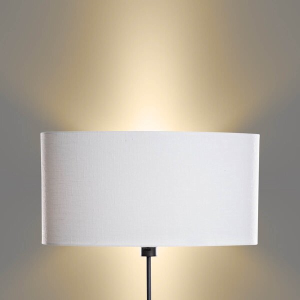 Stojací lampa černá s oválným lněným stínítkem bílým 50 cm - Parte