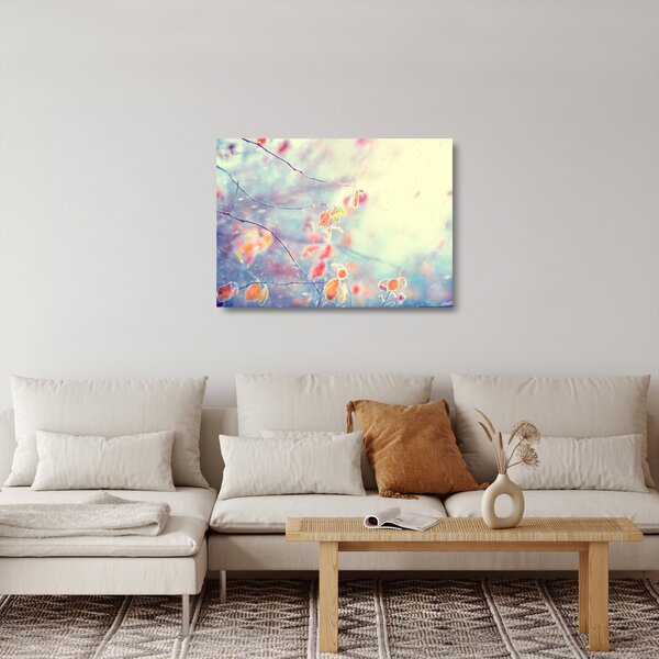 Skleněný obraz - Lístky v ledu (70x50 cm)