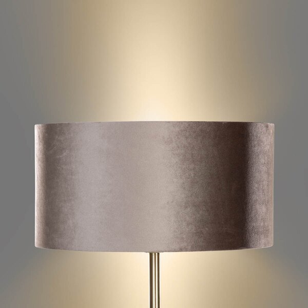 Stojací lampa mosazná s sametovým stínidlem taupe 50 cm - Simplo