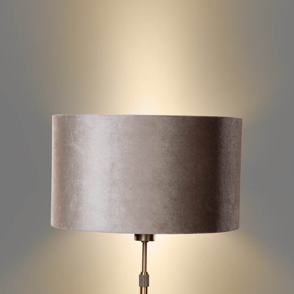 Stolní lampa bronzová s tmavě béžovým sametovým stínítkem 35 cm - Parte