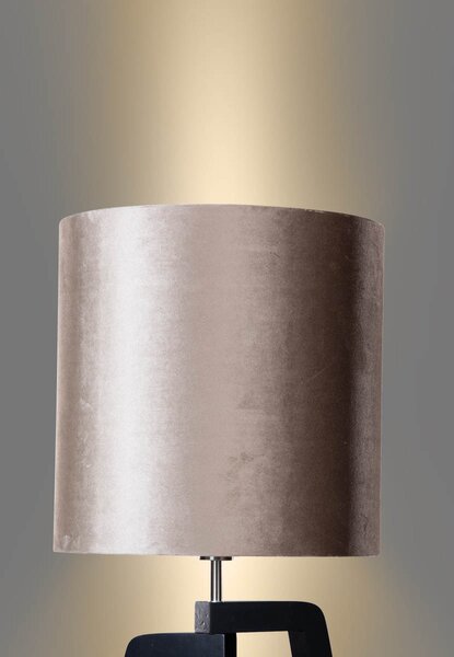 Stojací lampa černá s tmavě béžovým sametovým stínítkem 50 cm - Puros