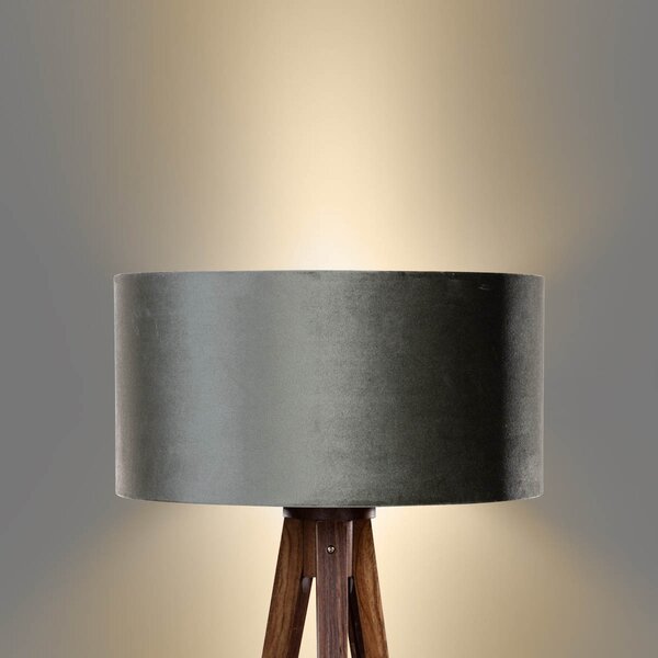 Stojací lampa na třech nohách z ořechového dřeva se zeleným sametovým stínítkem 50 cm - Tripod Classic