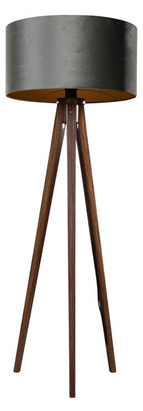 Stojací lampa na třech nohách z ořechového dřeva se zeleným sametovým stínítkem 50 cm - Tripod Classic