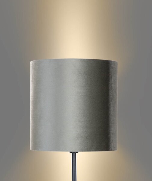 Stojací lampa černá s zeleným sametovým stínítkem 40 cm - Simplo