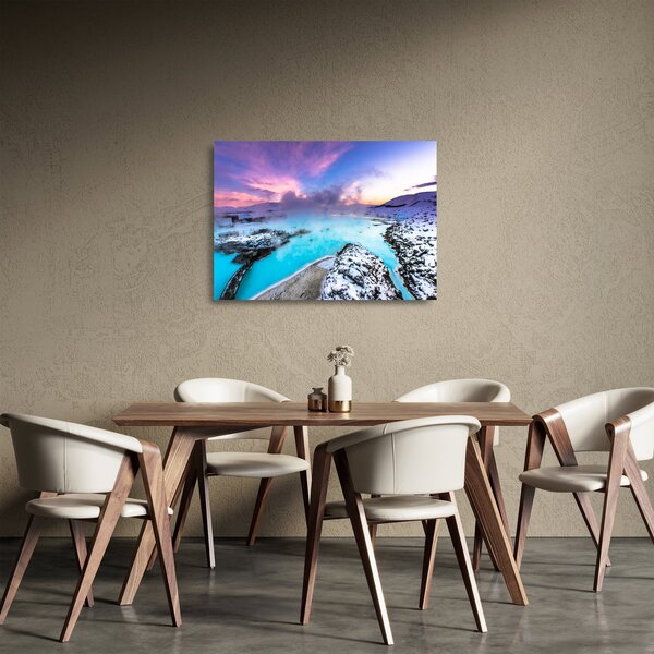 Skleněný obraz - Modrá laguna na Islandu (70x50 cm)