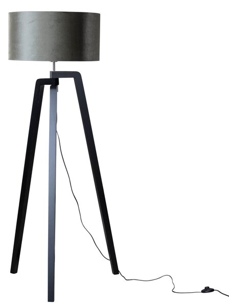 Stojací lampa černá s zeleným sametovým stínítkem 50 cm - Puros