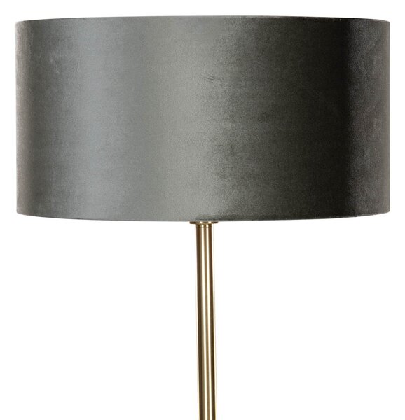 Stojací lampa mosazná s sametovým stínidlem zelená 50 cm - Simplo