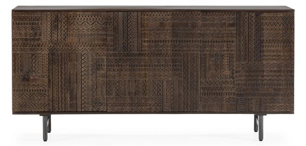 Tmavě hnědá komoda z mangového dřeva 160x75x40 cm Kalai – MOME