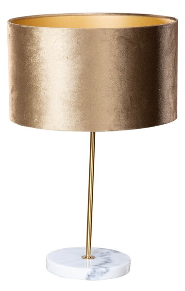 Stolní lampa mosazná s hnědým sametovým stínítkem 35 cm - Kaso