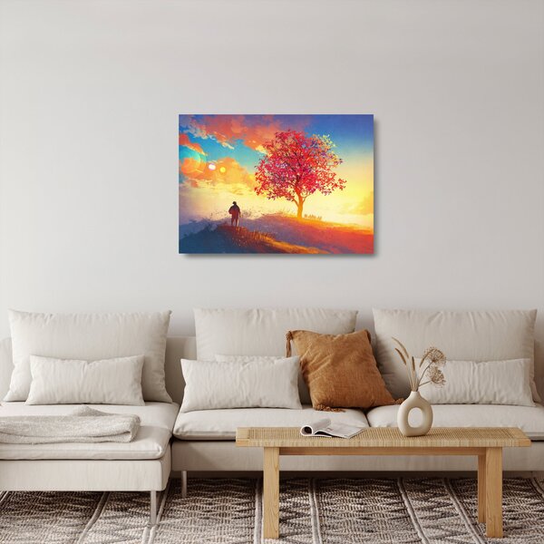 Skleněný obraz stromu na kopci (70x50 cm)
