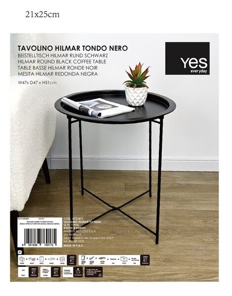 Kovový kulatý odkládací stolek ø 47 cm Hilmar – Yes Everyday